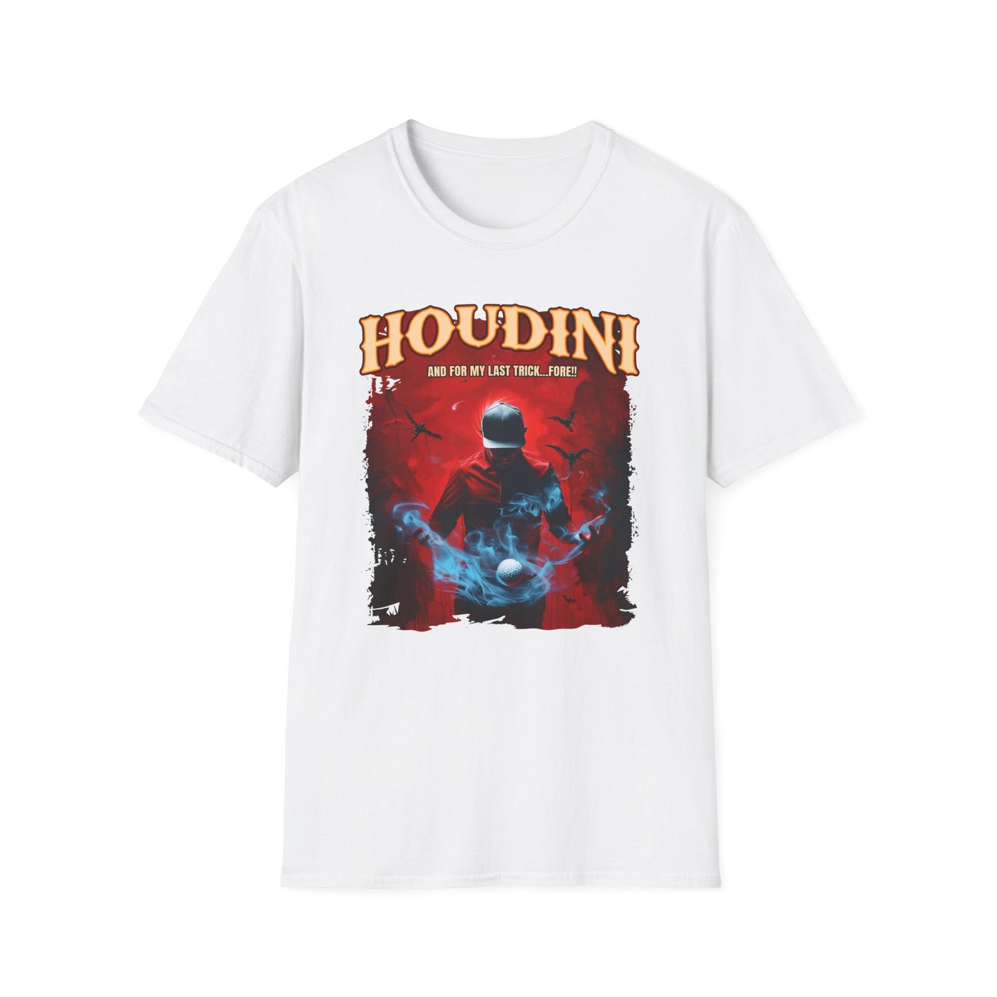 Magician Golfer Tee | "Houdini, For My Last Trick...FORE!!!" T-Shirt | Mystical Golf Apparel