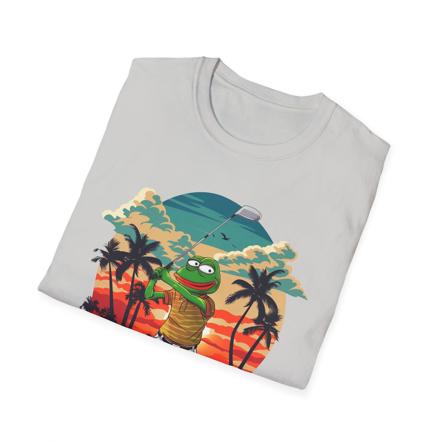 Tropical Meme Golf Tee | Pepe the Golfer T-Shirt | Crypto Golf Graphic Shirt