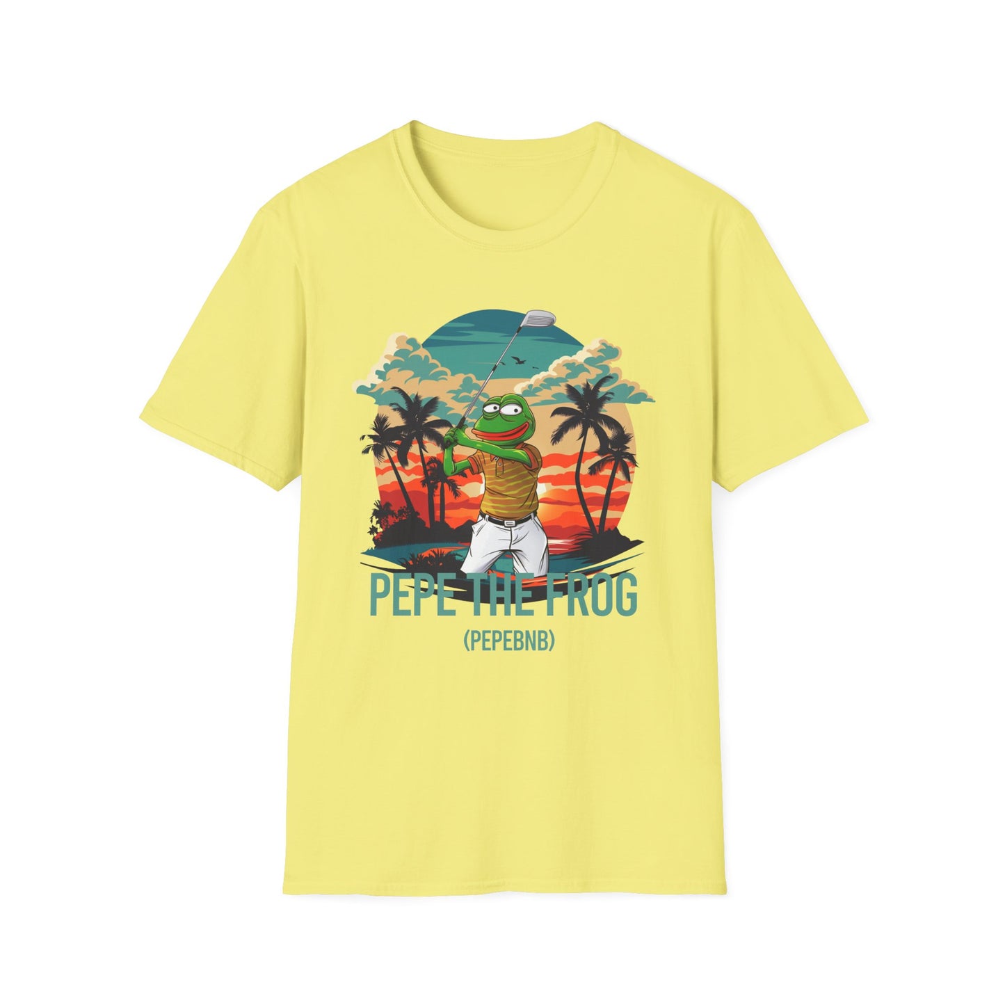 Tropical Meme Golf Tee | Pepe the Golfer T-Shirt | Crypto Golf Graphic Shirt