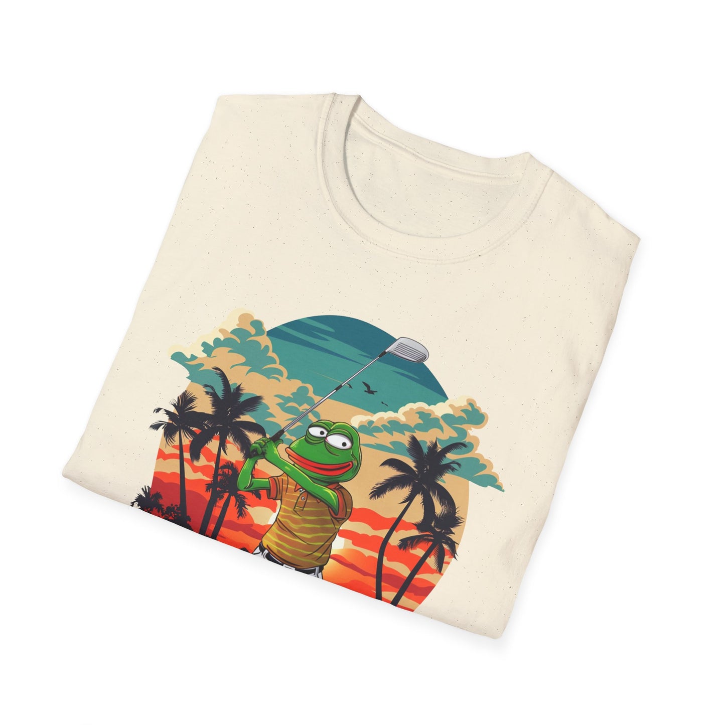 Tropical Meme Golf Tee | Pepe the Golfer T-Shirt | Crypto Golf Graphic Shirt