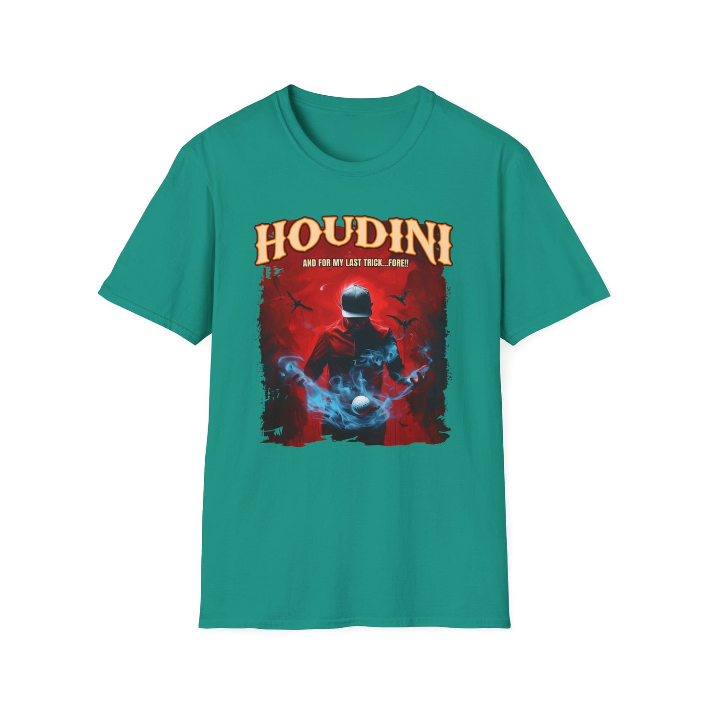 Magician Golfer Tee | "Houdini, For My Last Trick...FORE!!!" T-Shirt | Mystical Golf Apparel