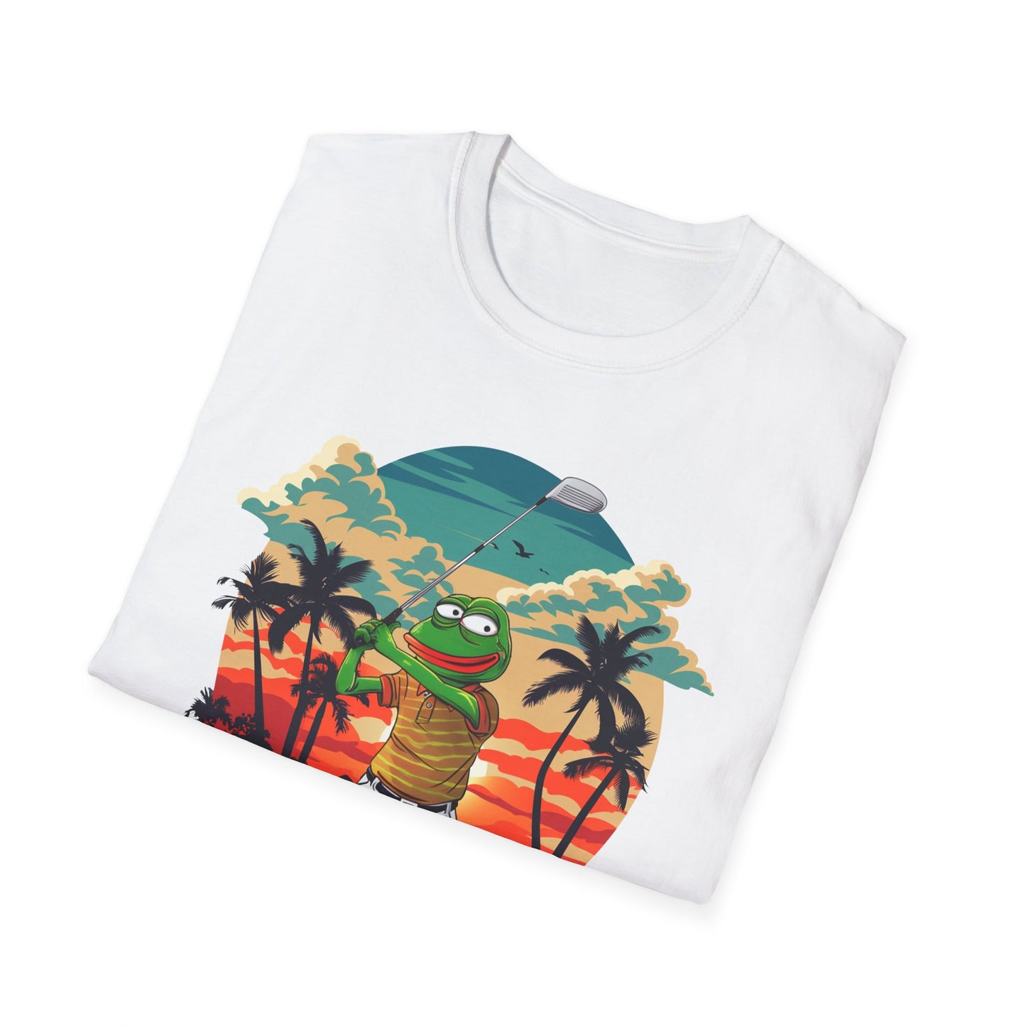 Tropical Meme Golf Tee | Pepe the Golfer T-Shirt | Crypto Golf Graphic Shirt