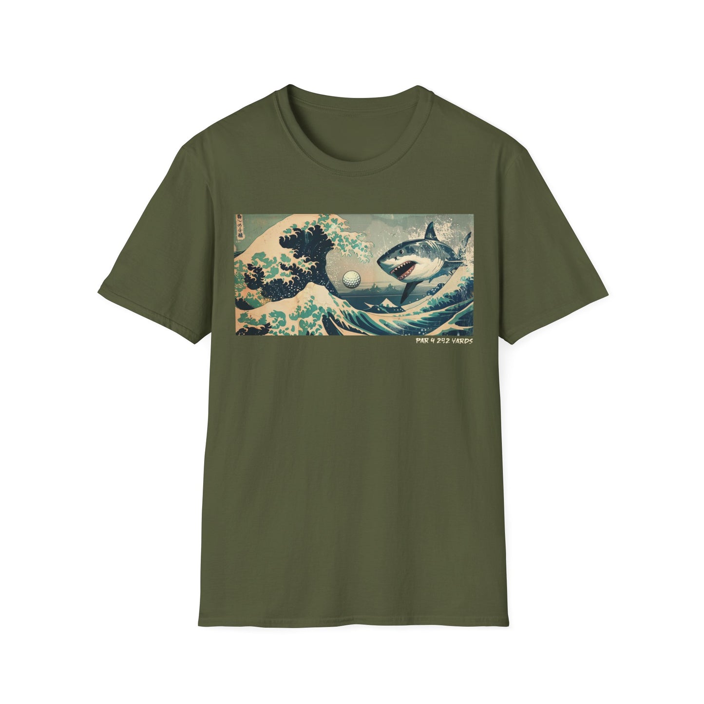 Shark Chase Tee | Par 4, 292 Yards Wave T-Shirt | Adventurous Golf Apparel