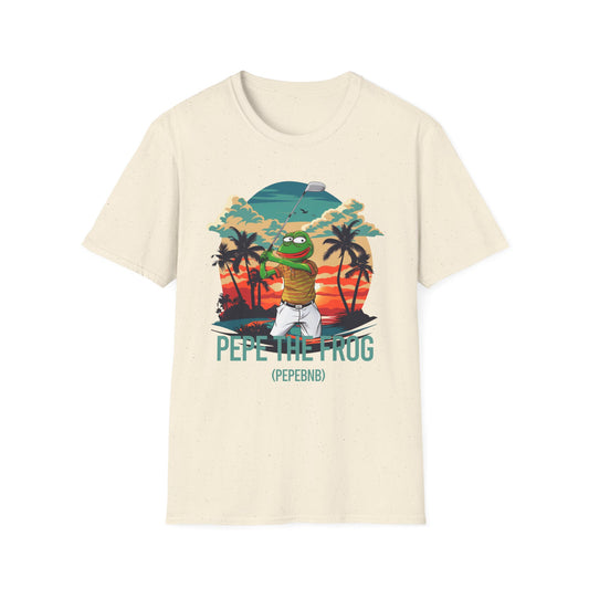 Tropical Meme Golf Tee | Pepe the Golfer T-Shirt | Crypto Golf Graphic Shirt