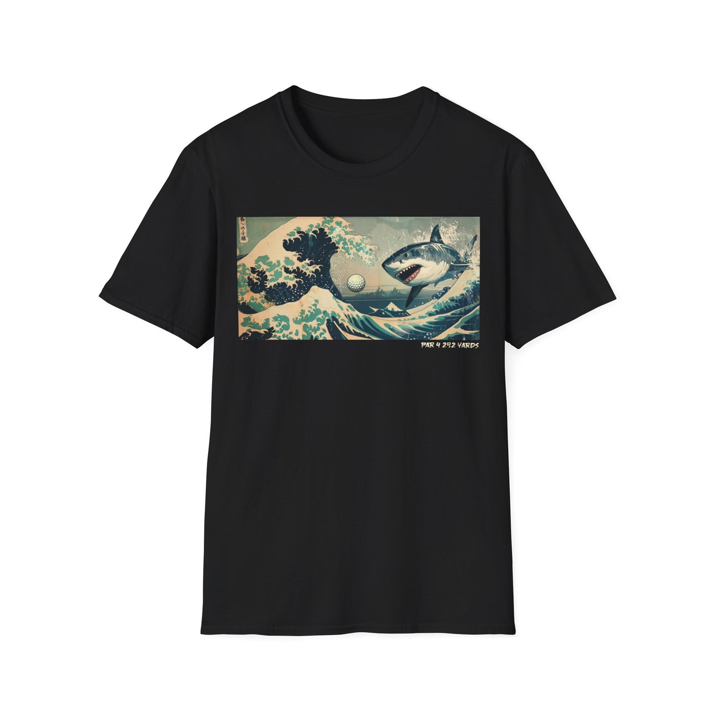 Shark Chase Tee | Par 4, 292 Yards Wave T-Shirt | Adventurous Golf Apparel