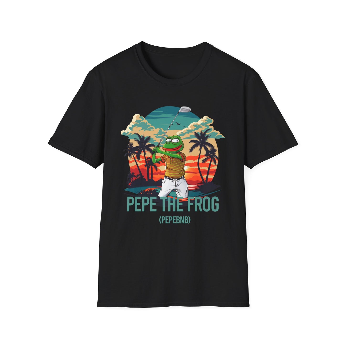 Tropical Meme Golf Tee | Pepe the Golfer T-Shirt | Crypto Golf Graphic Shirt