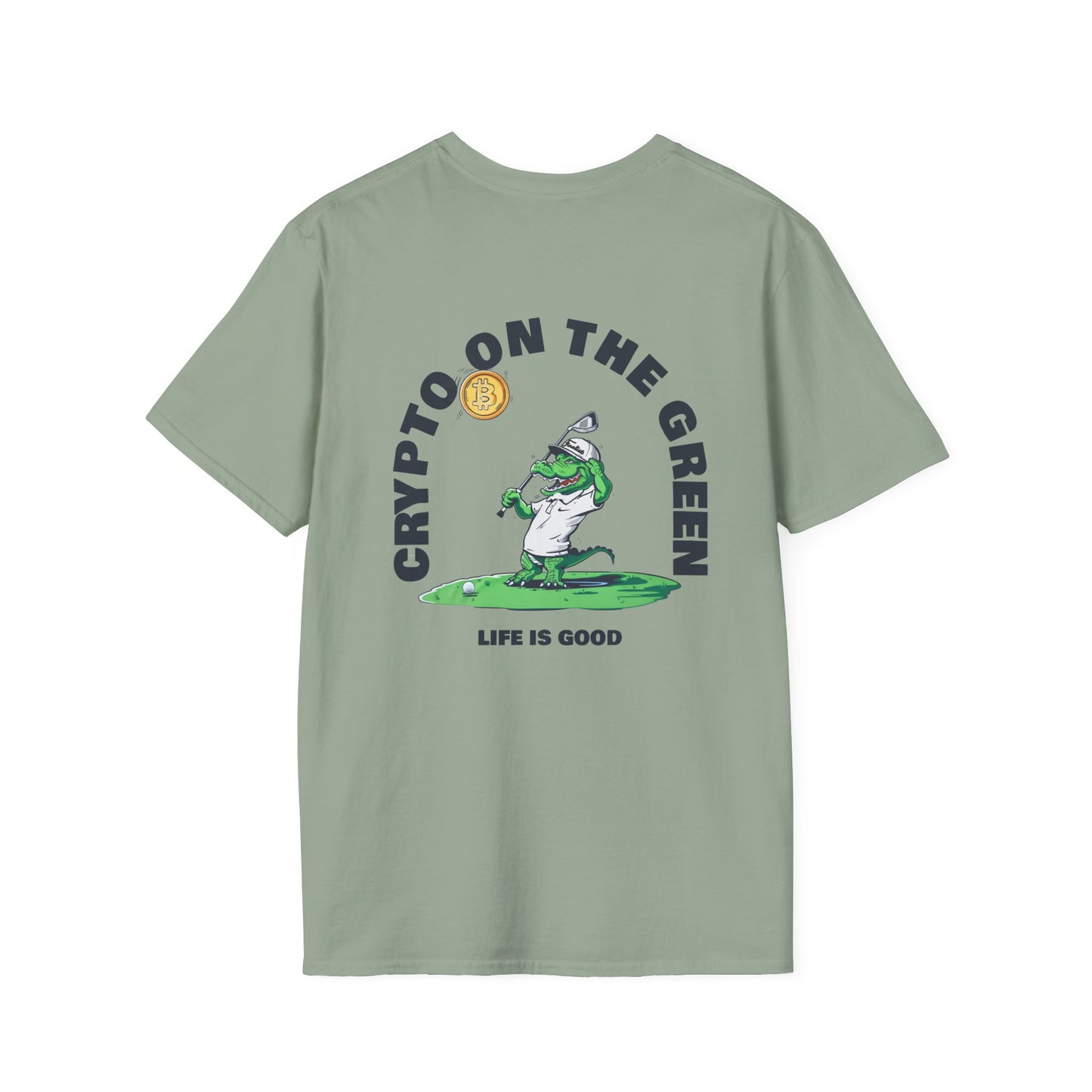 Crypto on the Green Tee | Alligator Golfer Shirt | Fun Crypto Golf Apparel T-Shirt