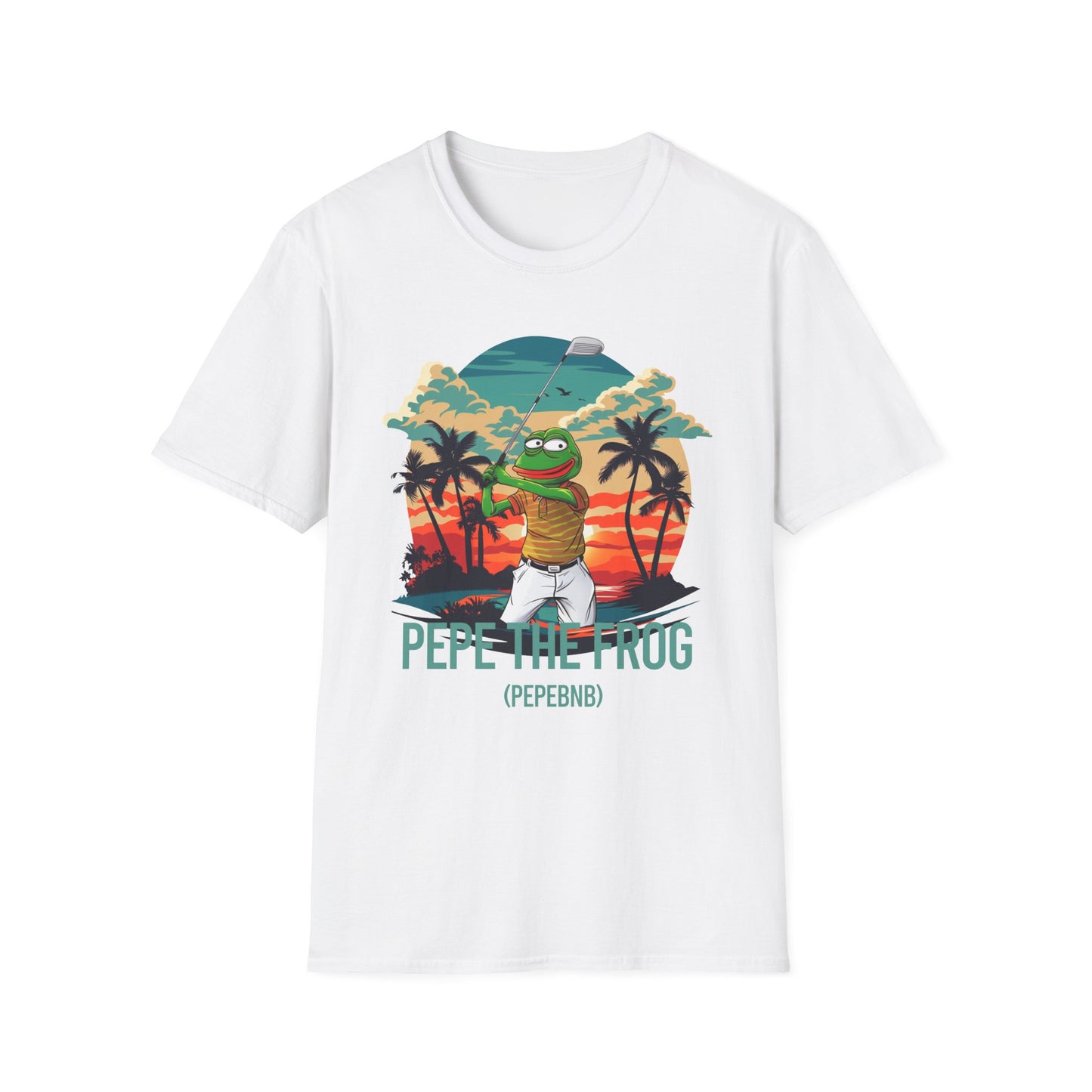 Tropical Meme Golf Tee | Pepe the Golfer T-Shirt | Crypto Golf Graphic Shirt