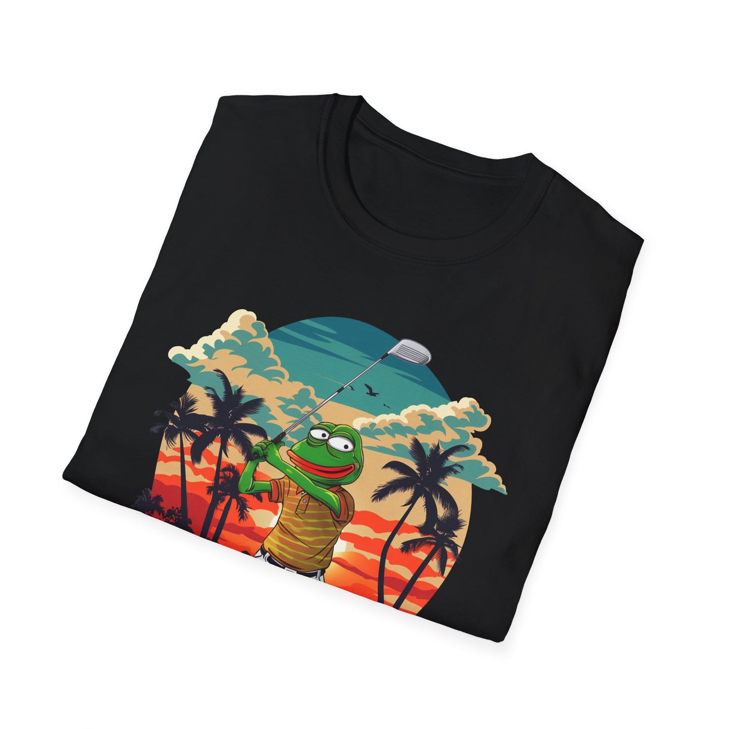 Tropical Meme Golf Tee | Pepe the Golfer T-Shirt | Crypto Golf Graphic Shirt