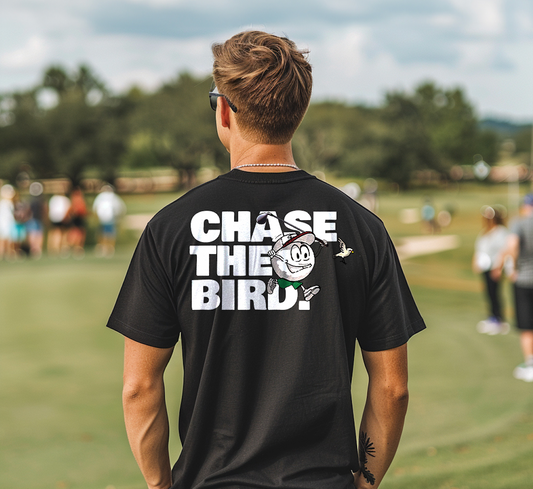 Chase the Bird Tee | Fun Golf Ball Character Shirt | Casual Golf Apparel T-Shirt